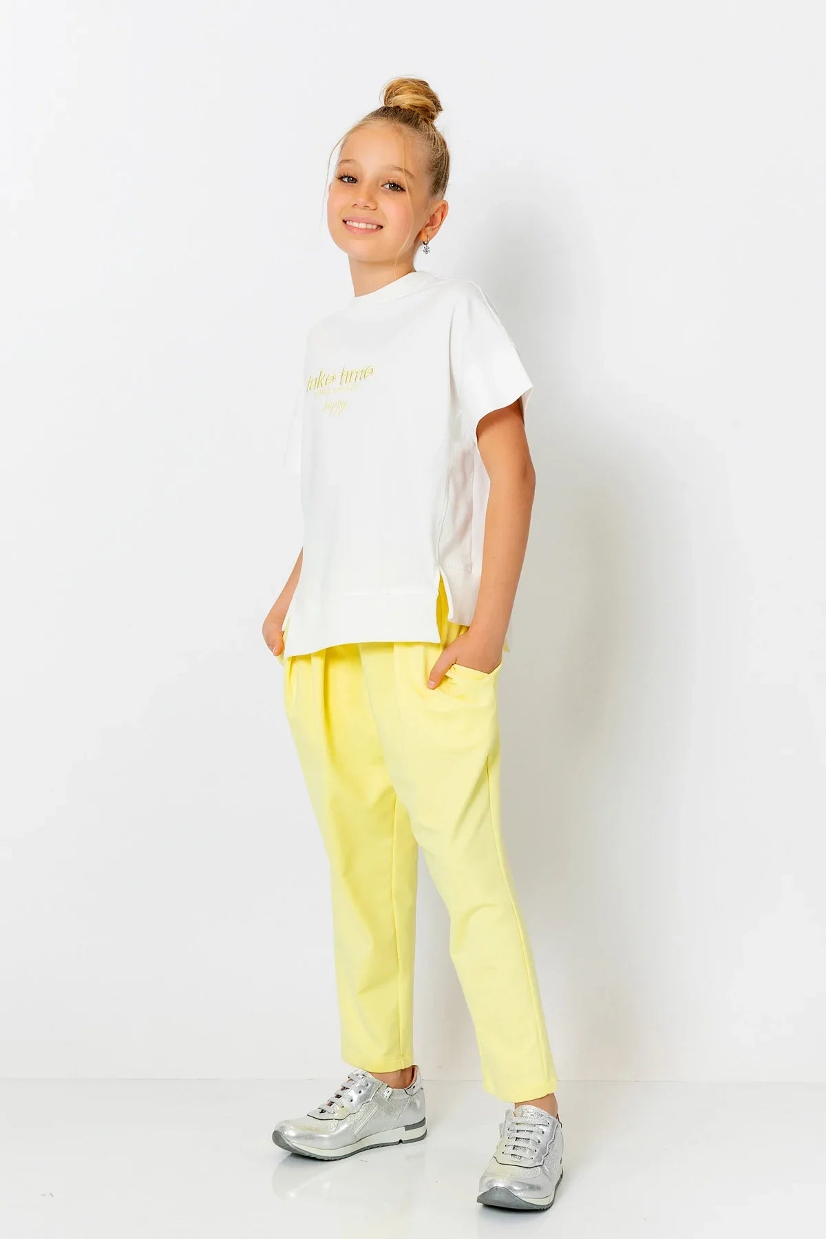 InCity Kids Girls Solid Elastic Waist Straight Leg Pants InCity Boys & Girls