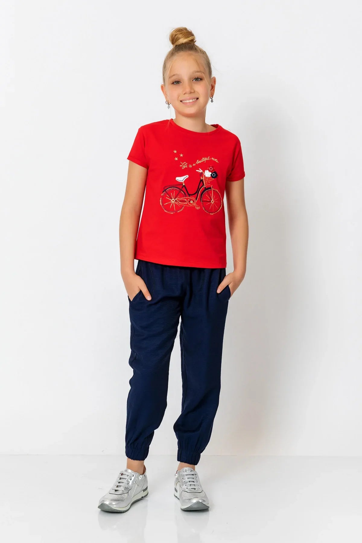 InCity Kids Girls Elastic Waist Ankle Cuff Solid Jogger Pants InCity Boys & Girls