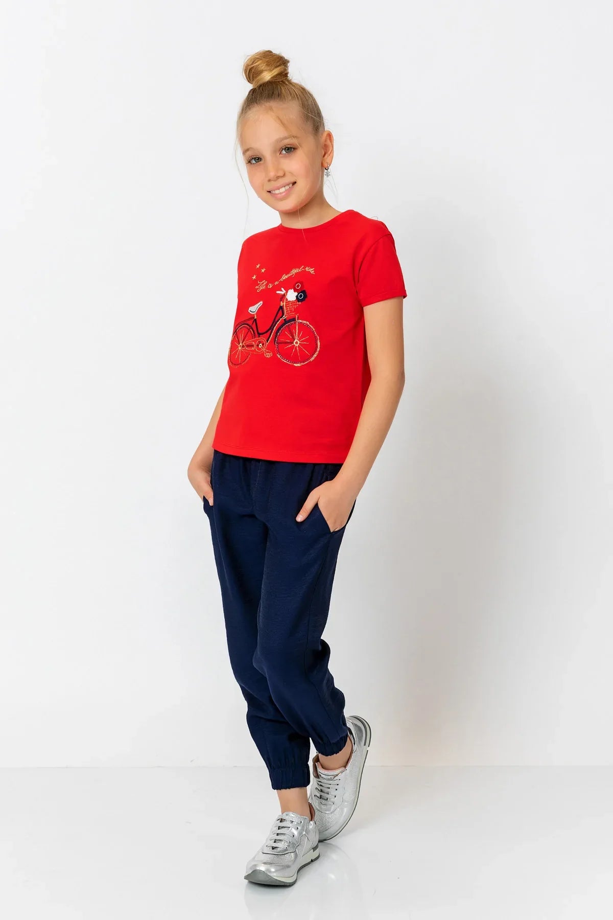 InCity Kids Girls Elastic Waist Ankle Cuff Solid Jogger Pants InCity Boys & Girls