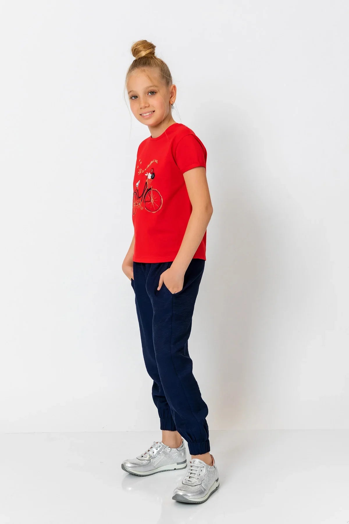 InCity Kids Girls Elastic Waist Ankle Cuff Solid Jogger Pants InCity Boys & Girls