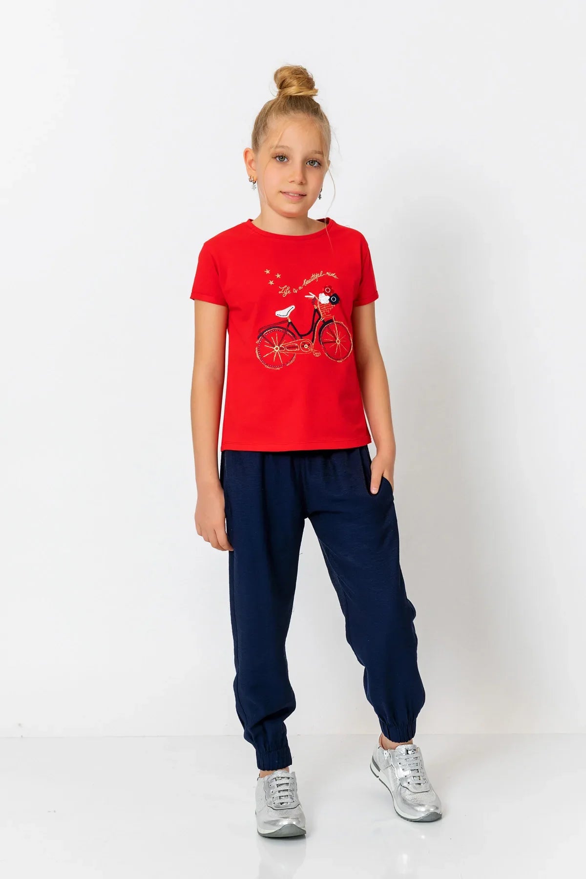 InCity Kids Girls Elastic Waist Ankle Cuff Solid Jogger Pants InCity Boys & Girls