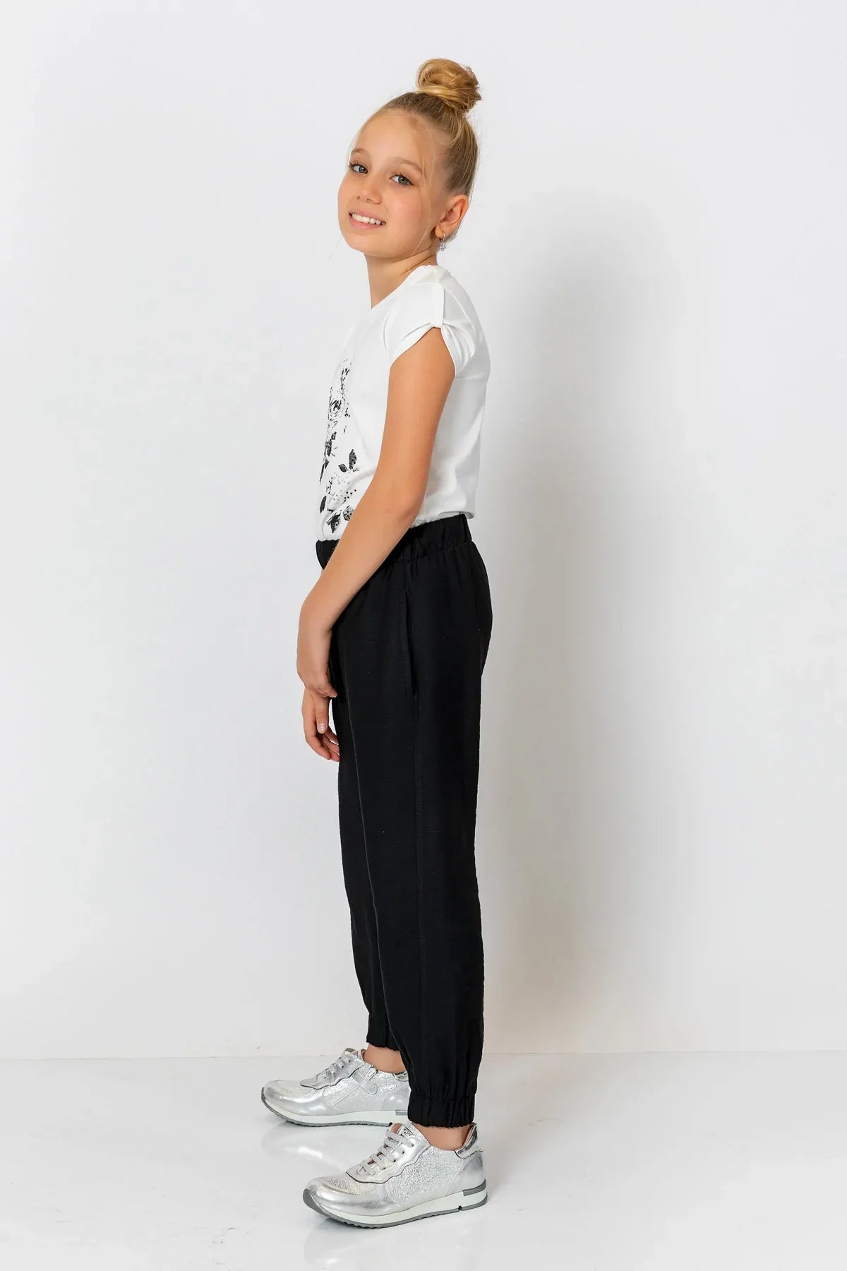 InCity Kids Girls Elastic Waist Ankle Cuff Solid Jogger Pants InCity Boys & Girls