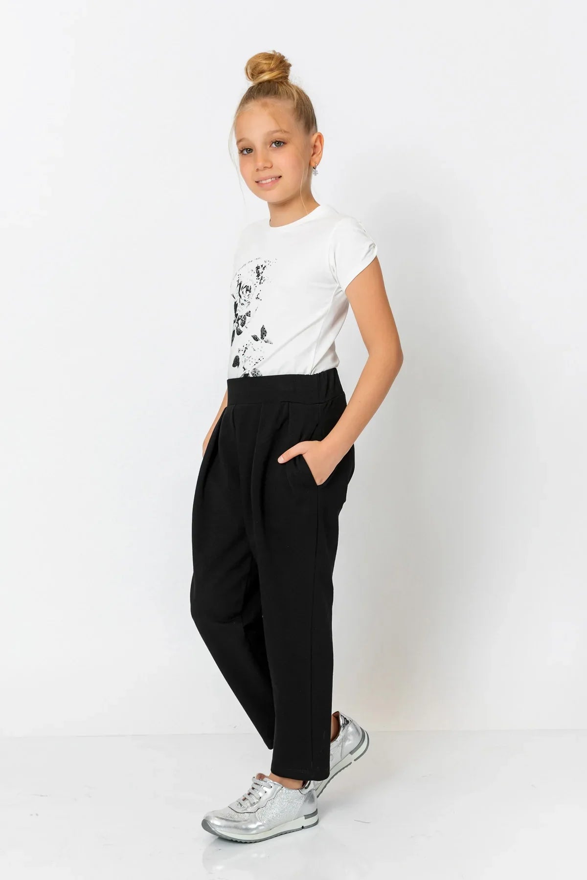 InCity Kids Girls Solid Elastic Waist Straight Leg Pants InCity Boys & Girls