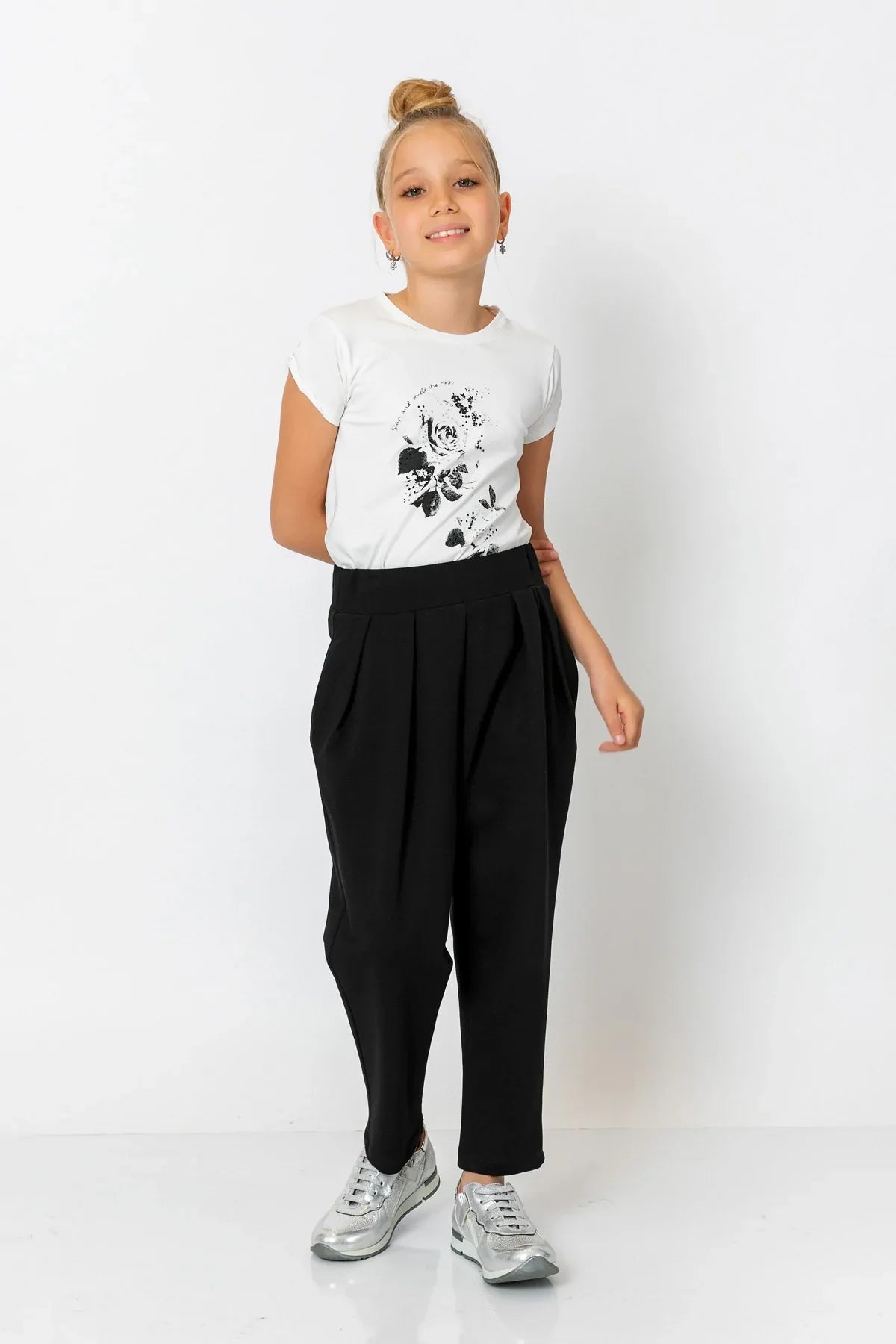 InCity Kids Girls Solid Elastic Waist Straight Leg Pants InCity Boys & Girls