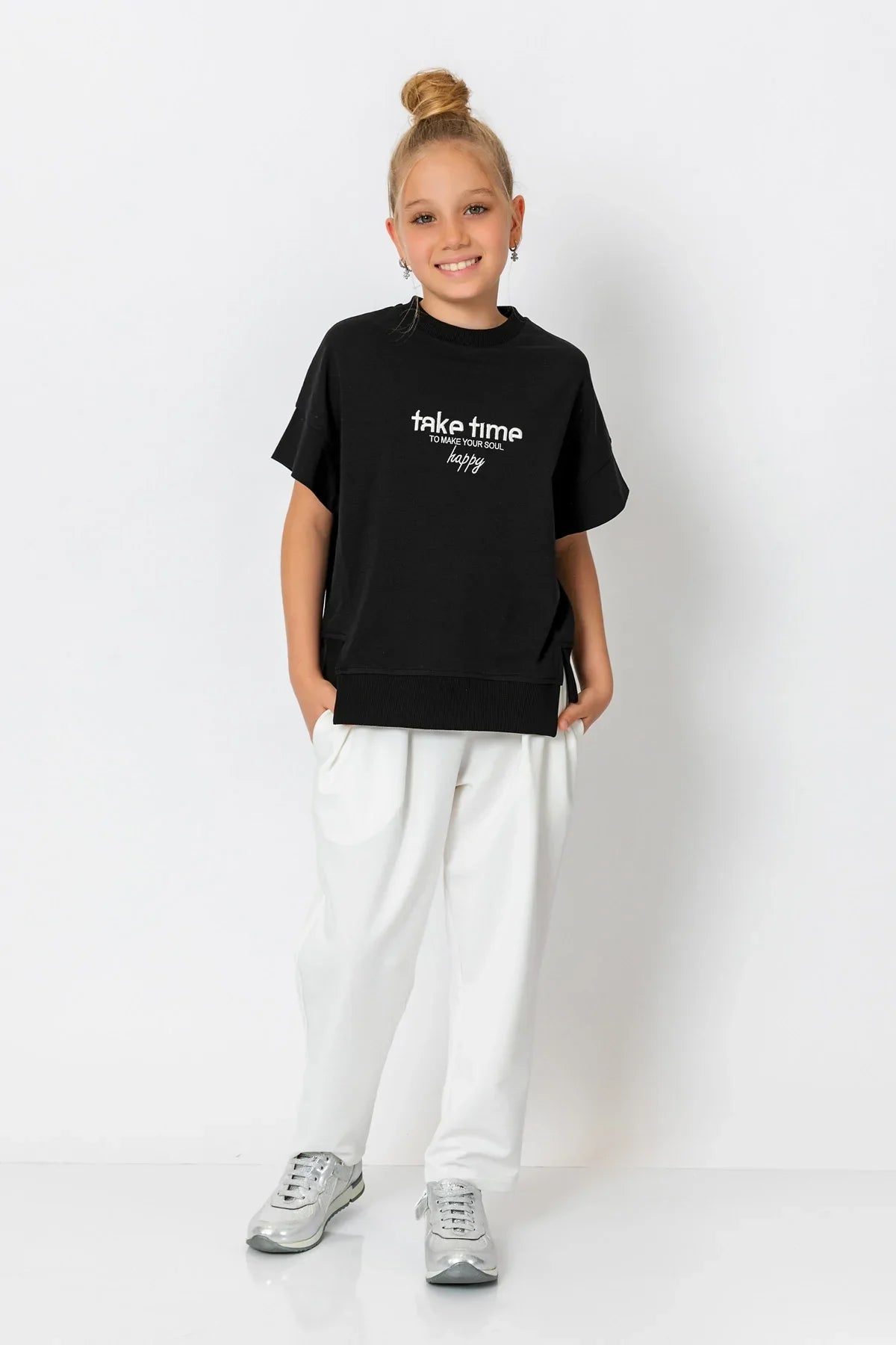 InCity Kids Girls Solid Elastic Waist Straight Leg Pants InCity Boys & Girls