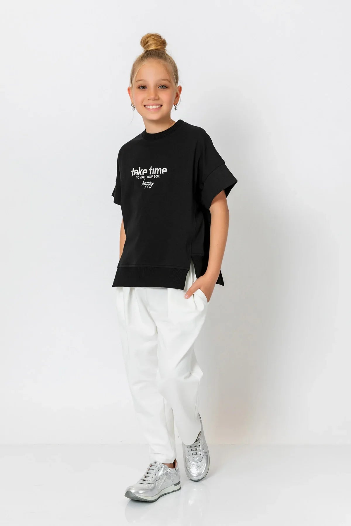 InCity Kids Girls Solid Elastic Waist Straight Leg Pants InCity Boys & Girls