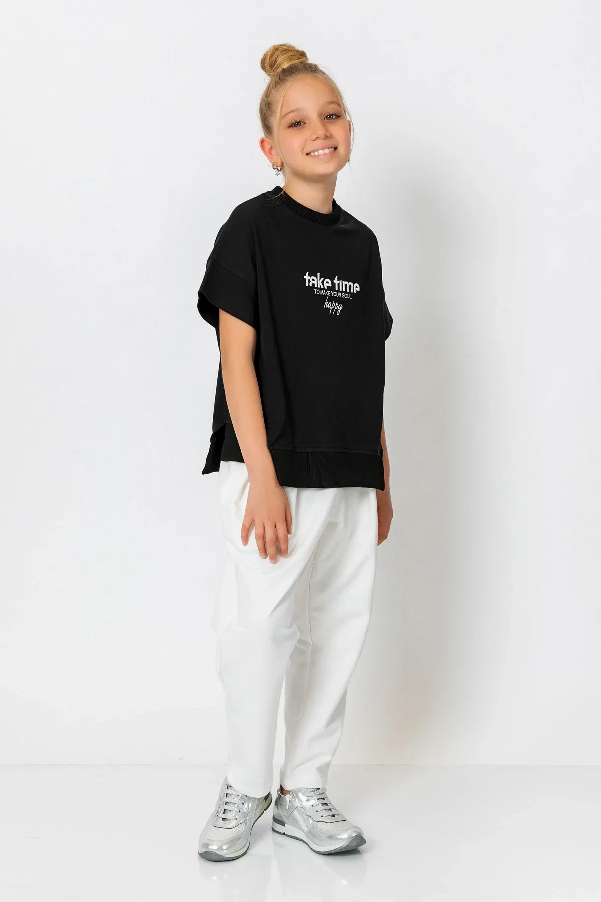 InCity Kids Girls Solid Elastic Waist Straight Leg Pants InCity Boys & Girls