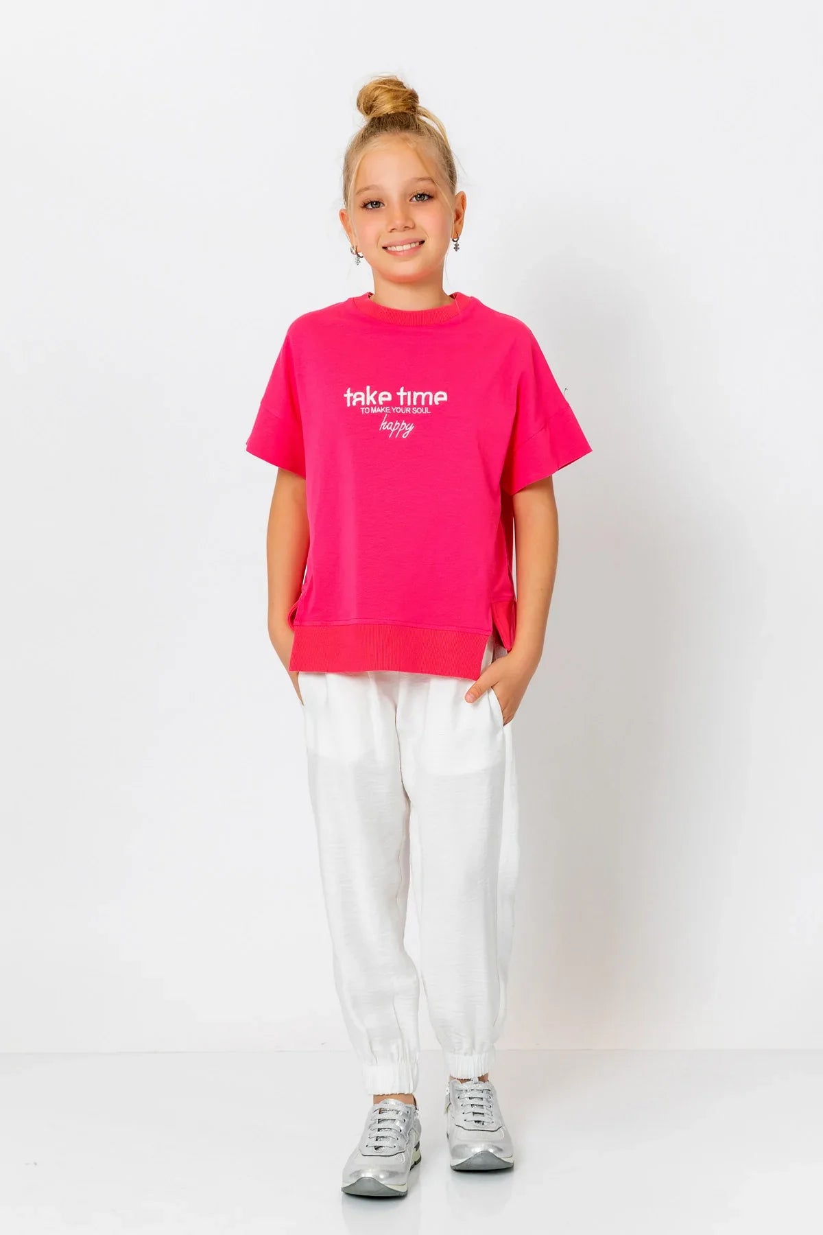 InCity Kids Girls Elastic Waist Ankle Cuff Solid Jogger Pants InCity Boys & Girls