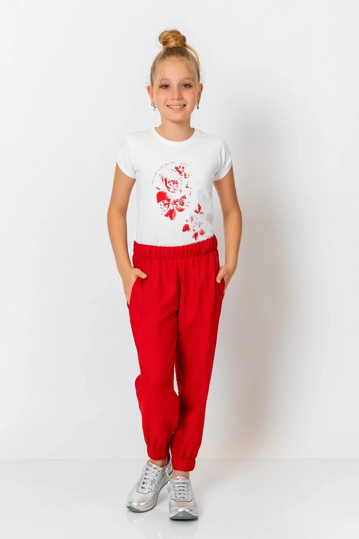 InCity Kids Girls Elastic Waist Ankle Cuff Solid Jogger Pants InCity Boys & Girls