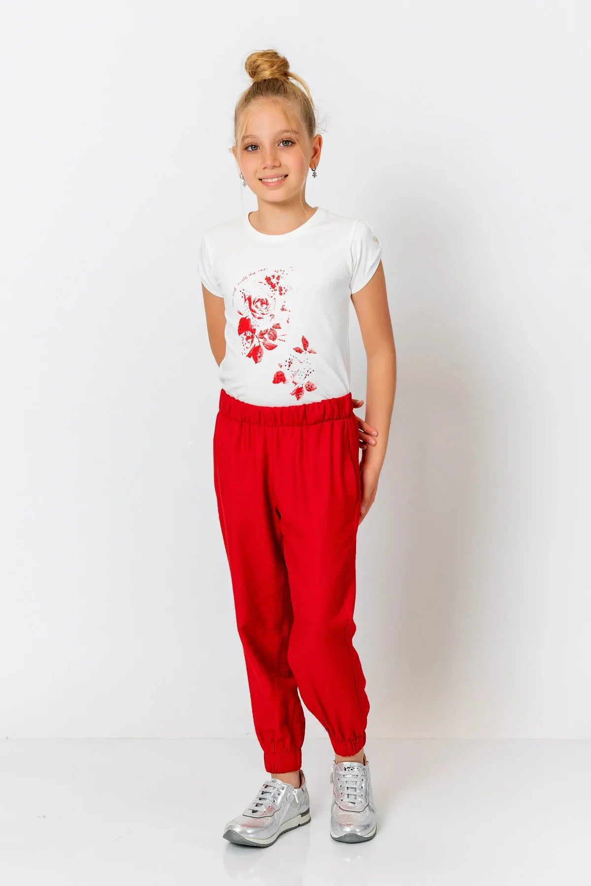 InCity Kids Girls Elastic Waist Ankle Cuff Solid Jogger Pants InCity Boys & Girls