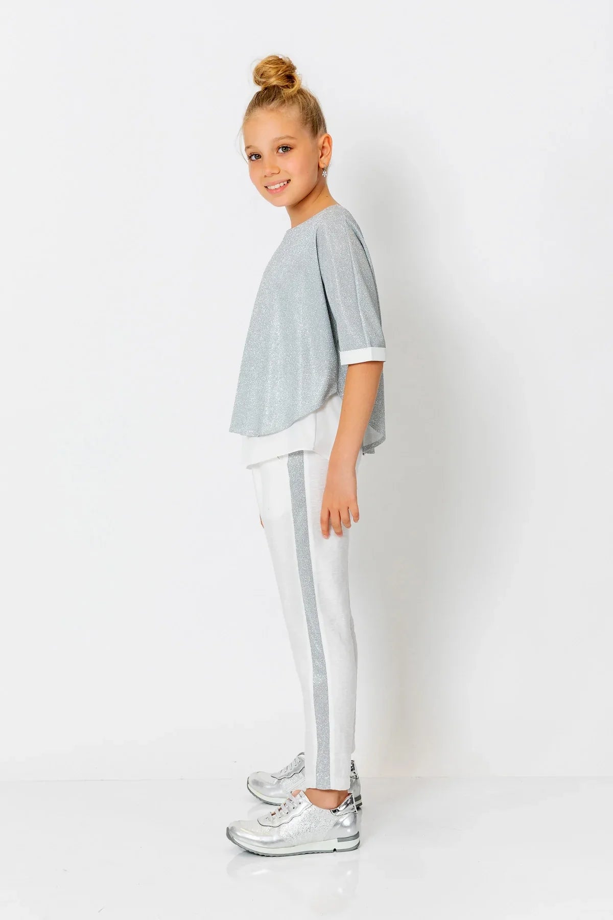 InCity Kids Girls Elastic Waist Sequin Stripe Straight Leg Pants InCity Boys & Girls