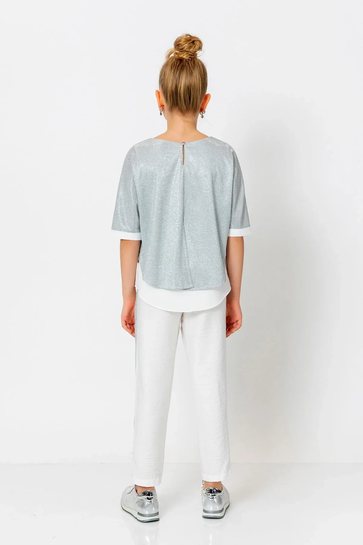 InCity Kids Girls Elastic Waist Sequin Stripe Straight Leg Pants InCity Boys & Girls