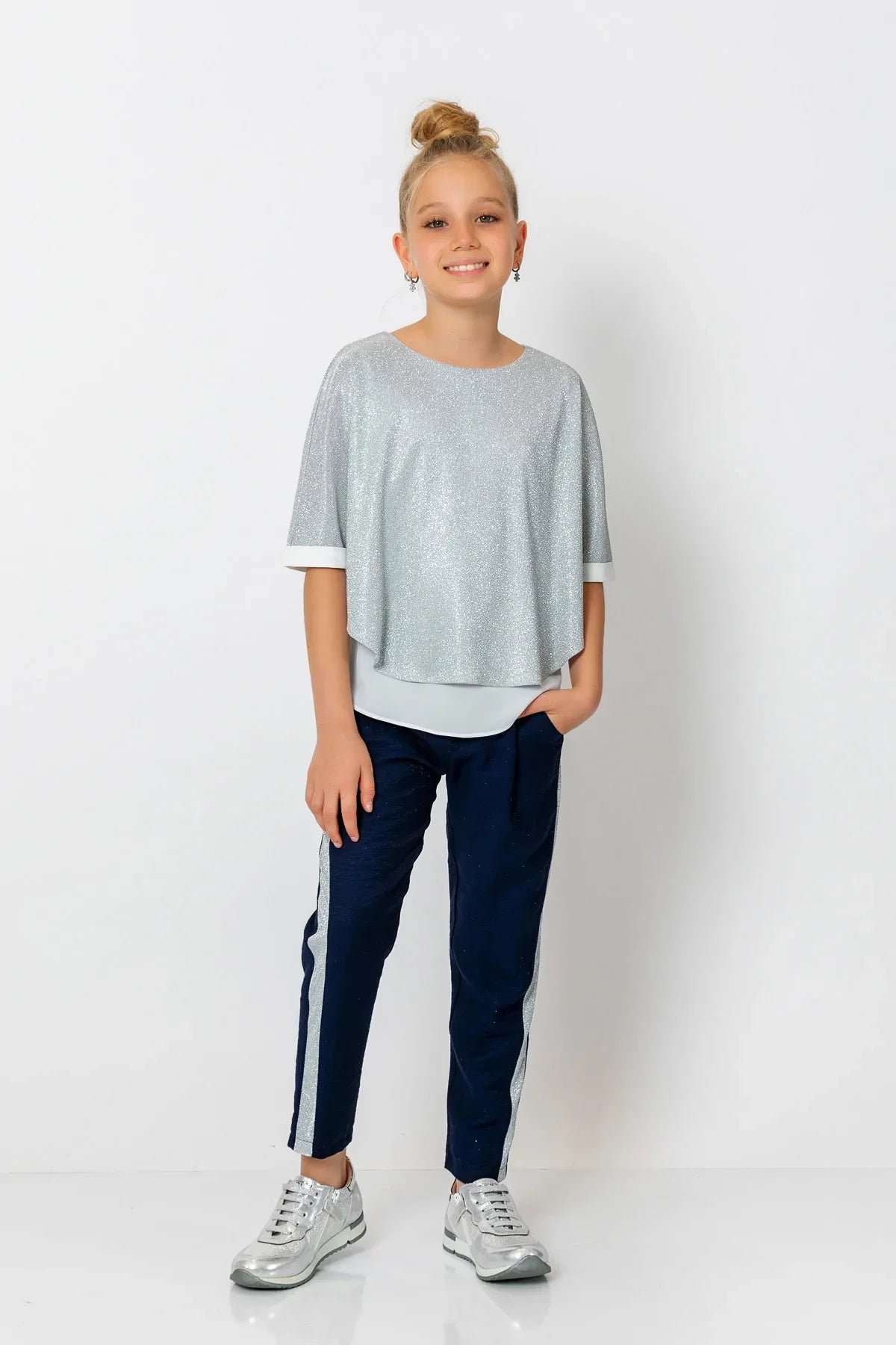 InCity Kids Girls Elastic Waist Sequin Stripe Straight Leg Pants InCity Boys & Girls