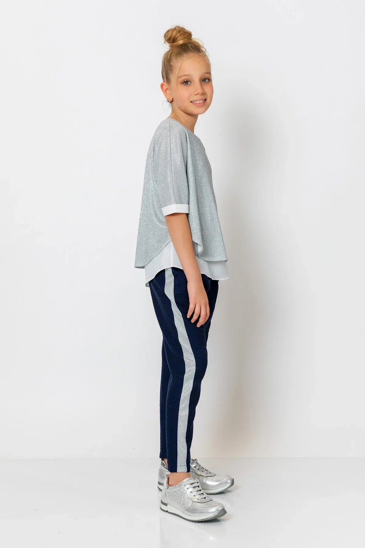 InCity Kids Girls Elastic Waist Sequin Stripe Straight Leg Pants InCity Boys & Girls