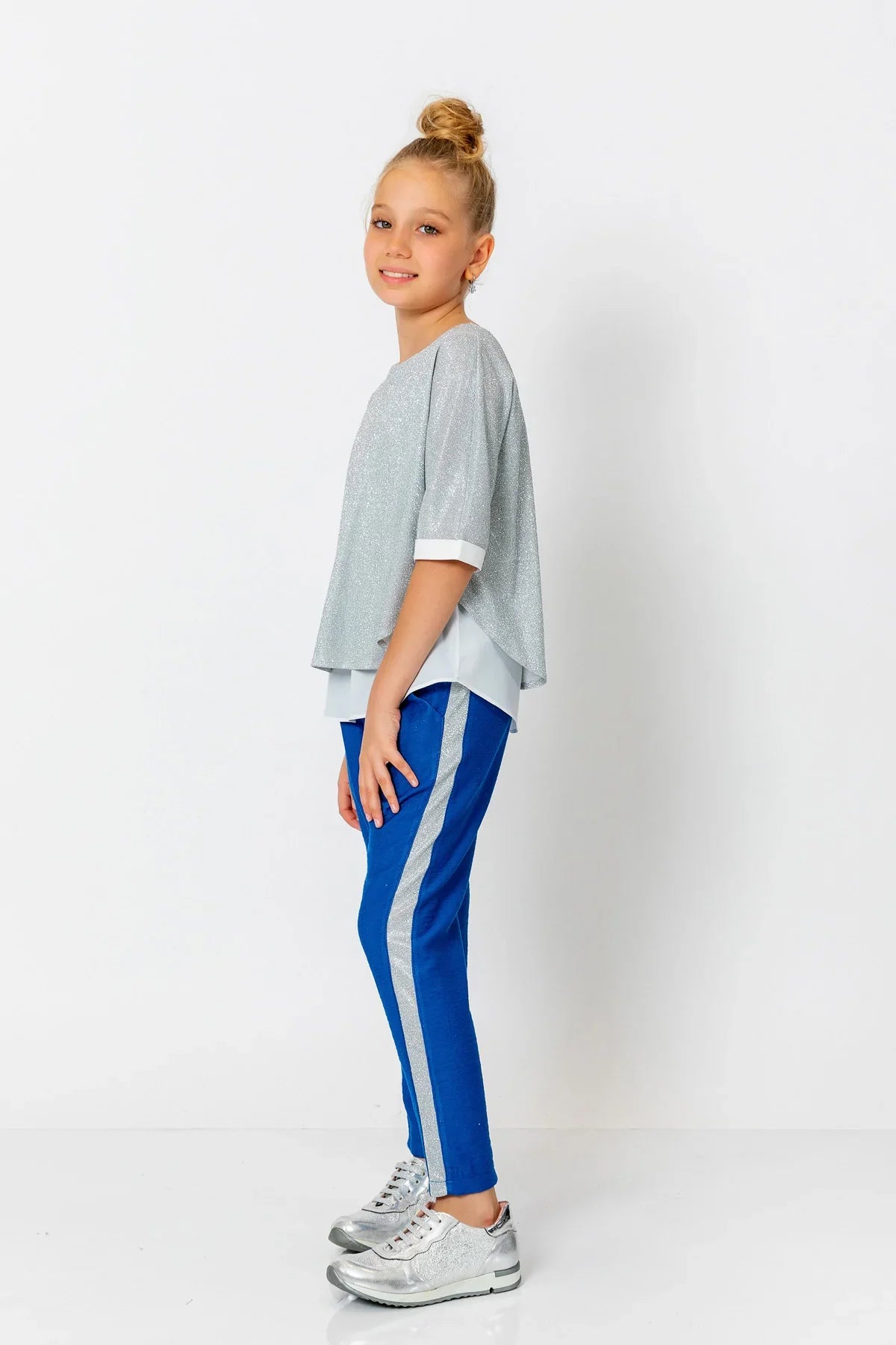 InCity Kids Girls Elastic Waist Sequin Stripe Straight Leg Pants InCity Boys & Girls