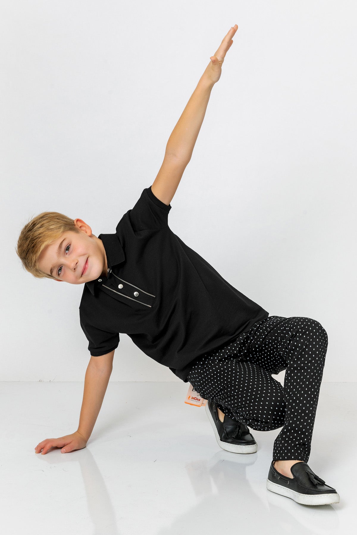 InCity Kids Boys Solid Button Short Sleeve Polo Shirt InCity Boys & Girls