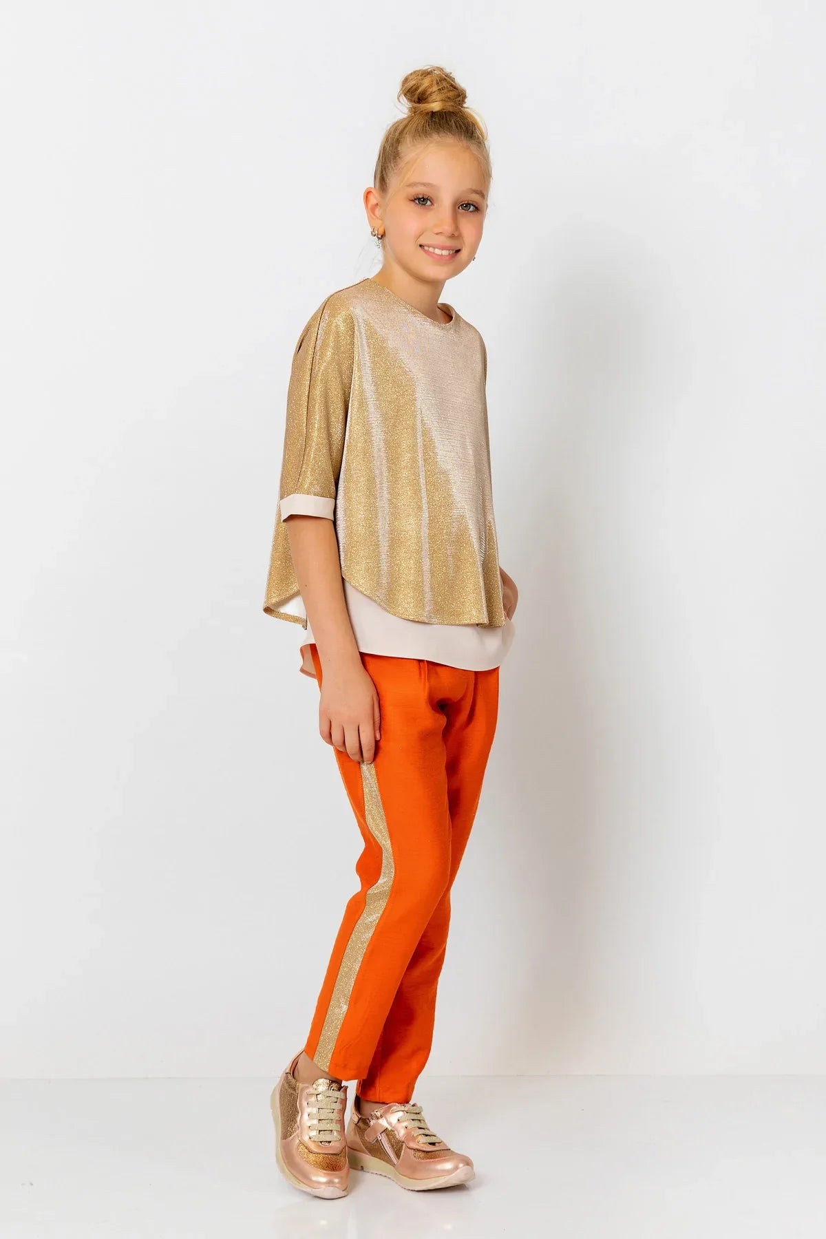 InCity Kids Girls Elastic Waist Sequin Stripe Straight Leg Pants InCity Boys & Girls