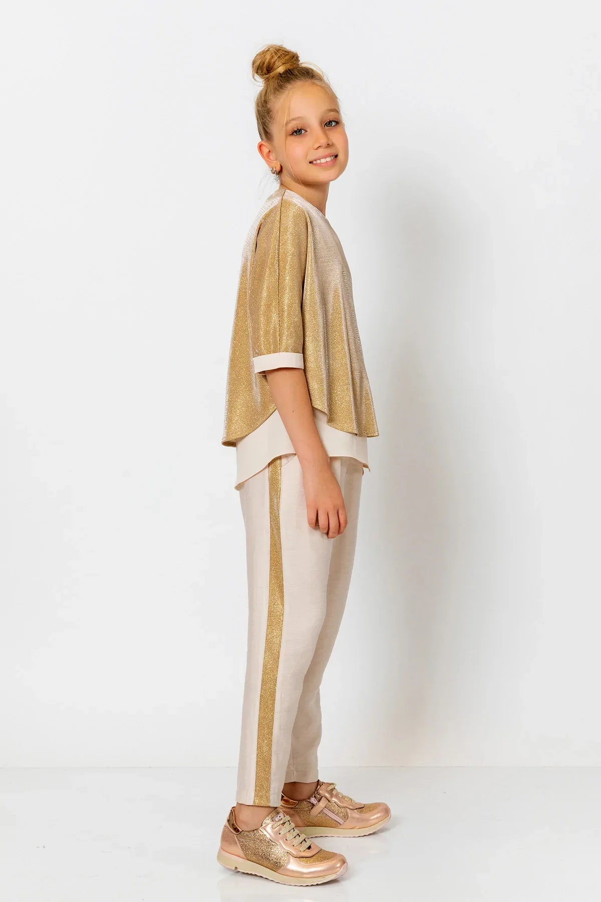 InCity Kids Girls Elastic Waist Sequin Stripe Straight Leg Pants InCity Boys & Girls