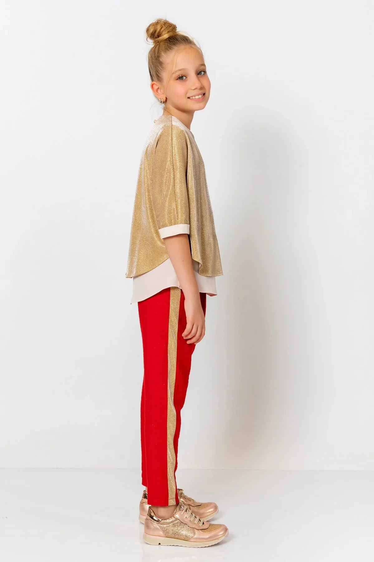 InCity Kids Girls Elastic Waist Sequin Stripe Straight Leg Pants InCity Boys & Girls