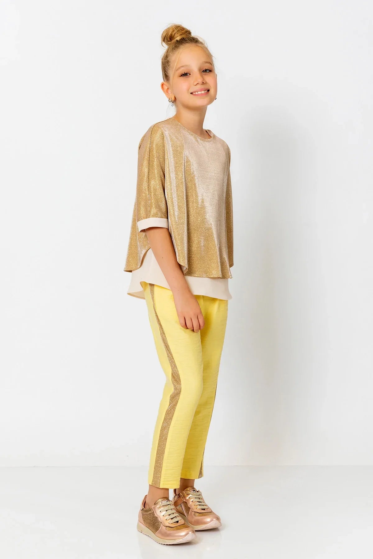 InCity Kids Girls Elastic Waist Sequin Stripe Straight Leg Pants InCity Boys & Girls