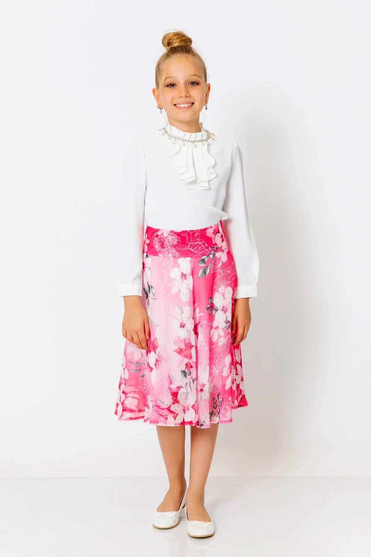 InCity Kids Girls Floral Print Midi Fashion Skirt InCity Boys & Girls