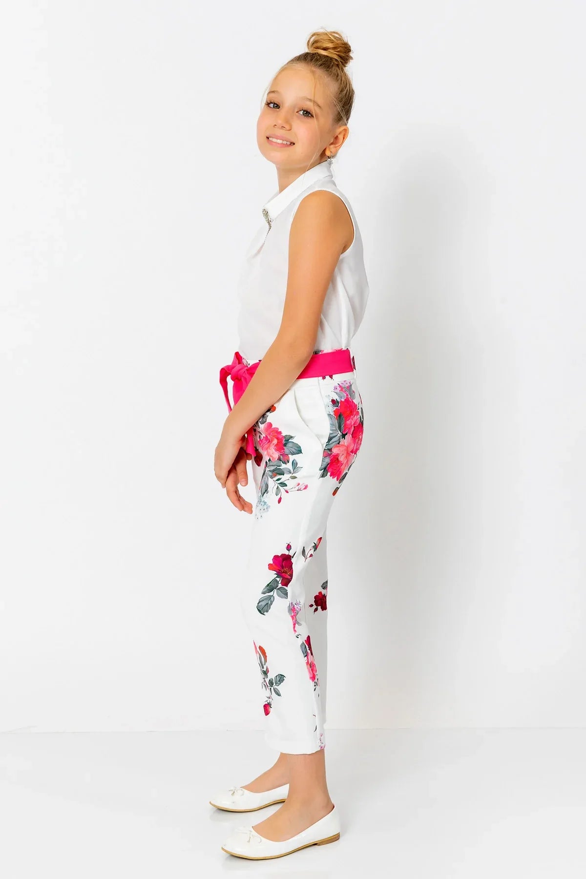 InCity Kids Girls Floral Ribbon Belted Fashion Pants InCity Boys & Girls