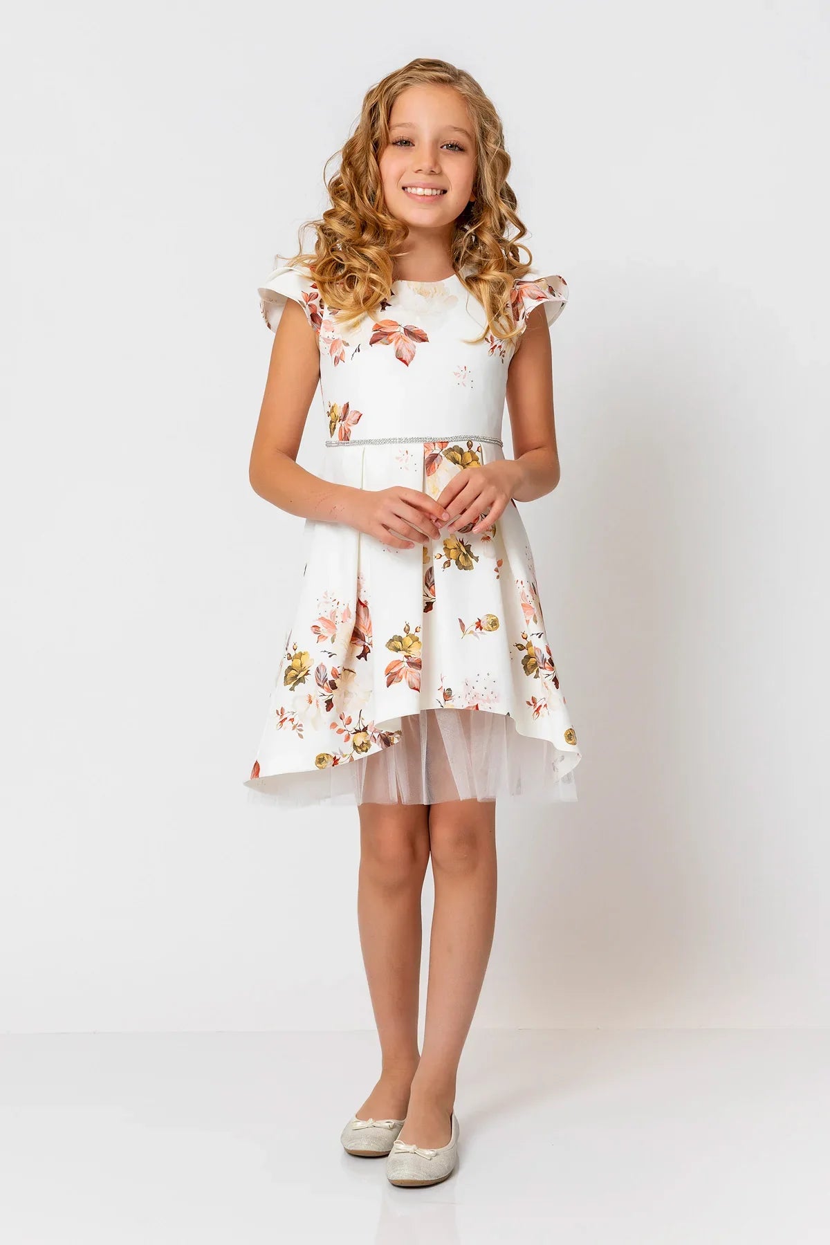 InCity Kids Girls Floral Print Cap Sleeve Pleated Fashion Dress InCity Boys & Girls