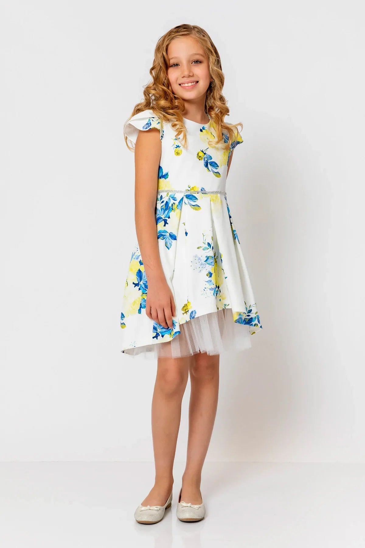 InCity Kids Girls Floral Print Cap Sleeve Pleated Fashion Dress InCity Boys & Girls