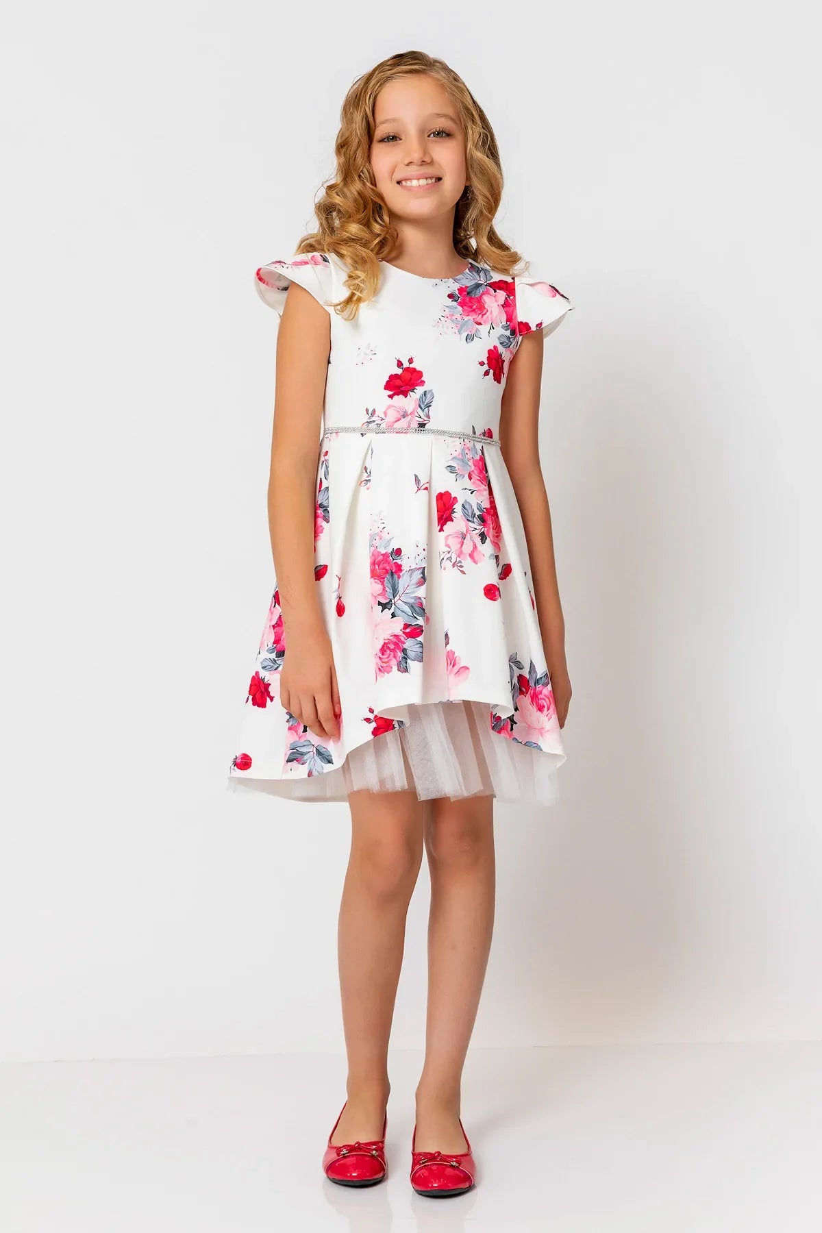 InCity Kids Girls Floral Print Cap Sleeve Pleated Fashion Dress InCity Boys & Girls