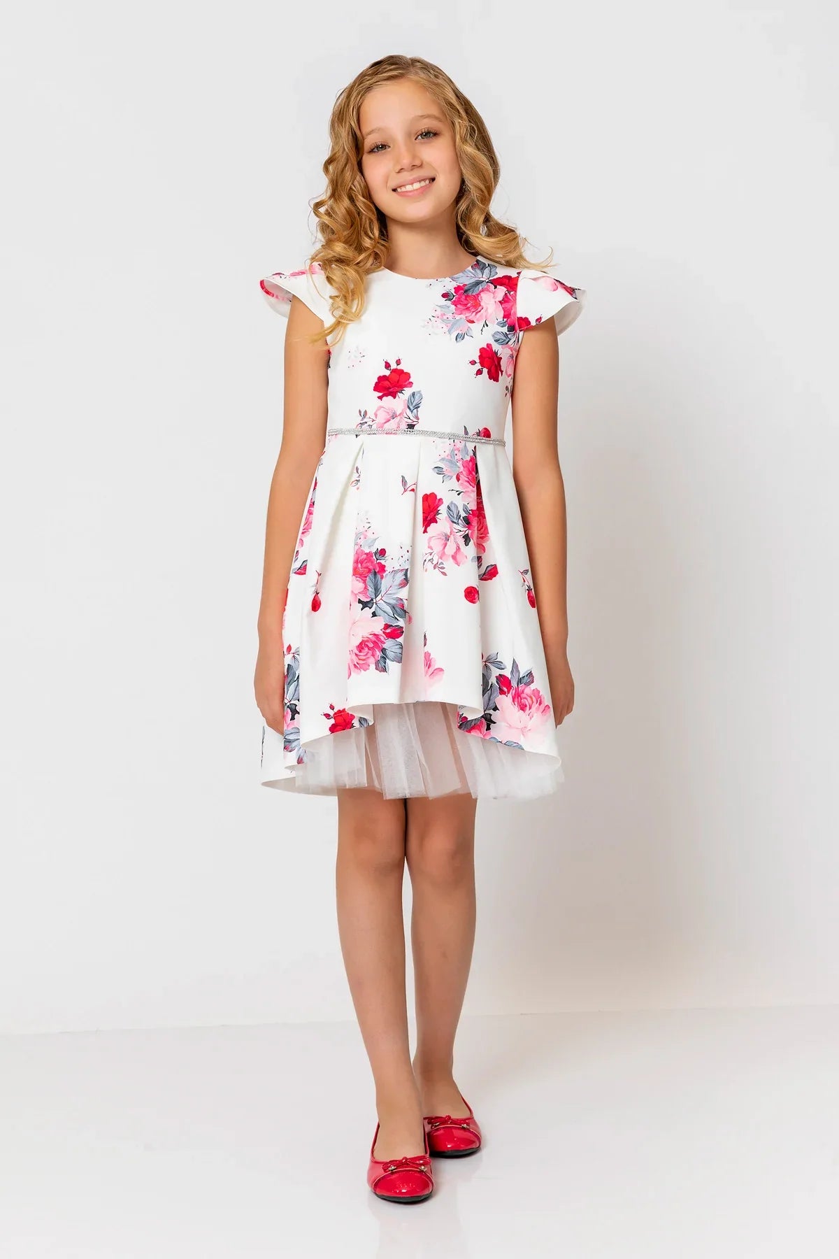 InCity Kids Girls Floral Print Cap Sleeve Pleated Fashion Dress InCity Boys & Girls