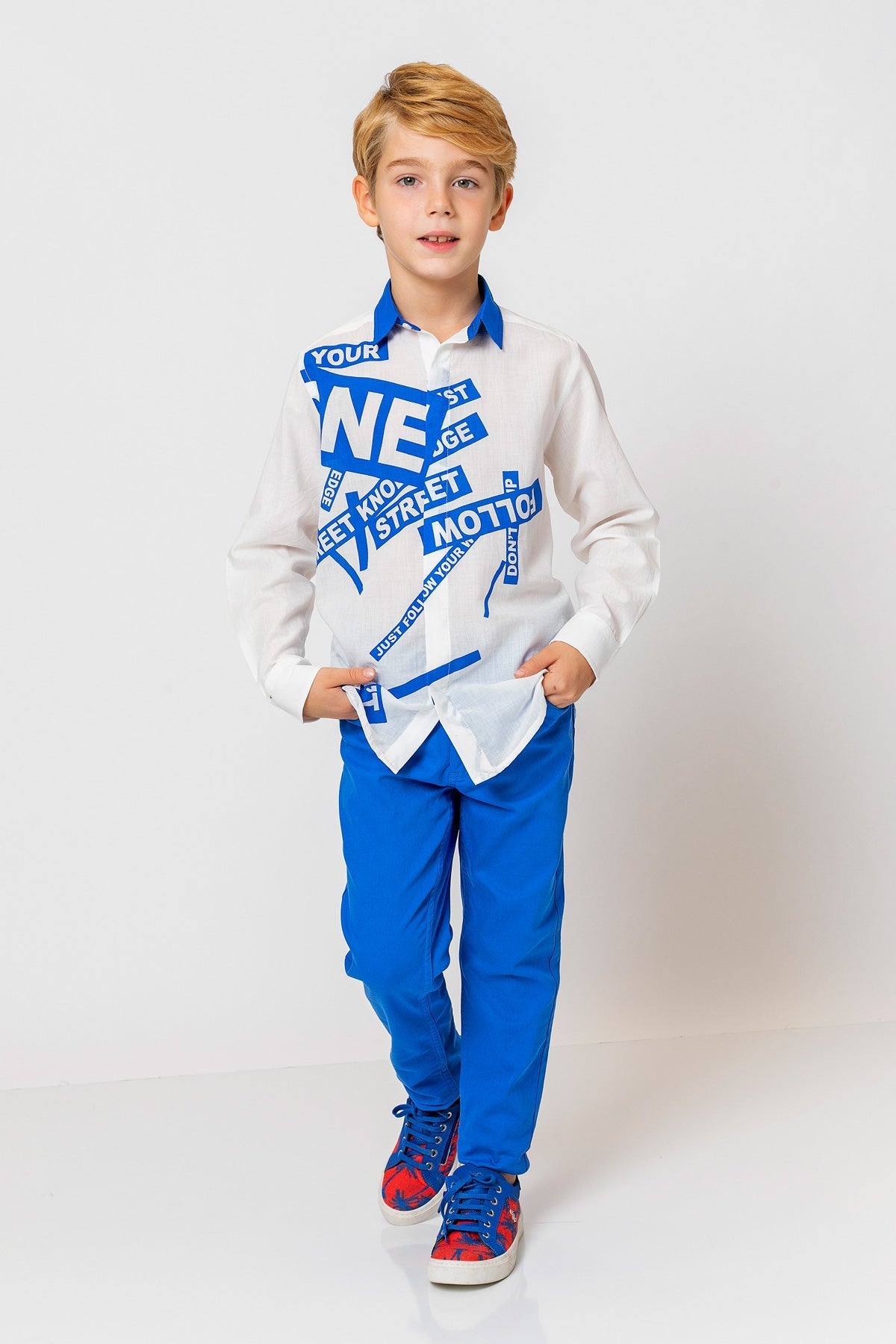 InCity Kids Boys Collar Printed Multicolor Fashion Dress Shirt InCity Boys & Girls