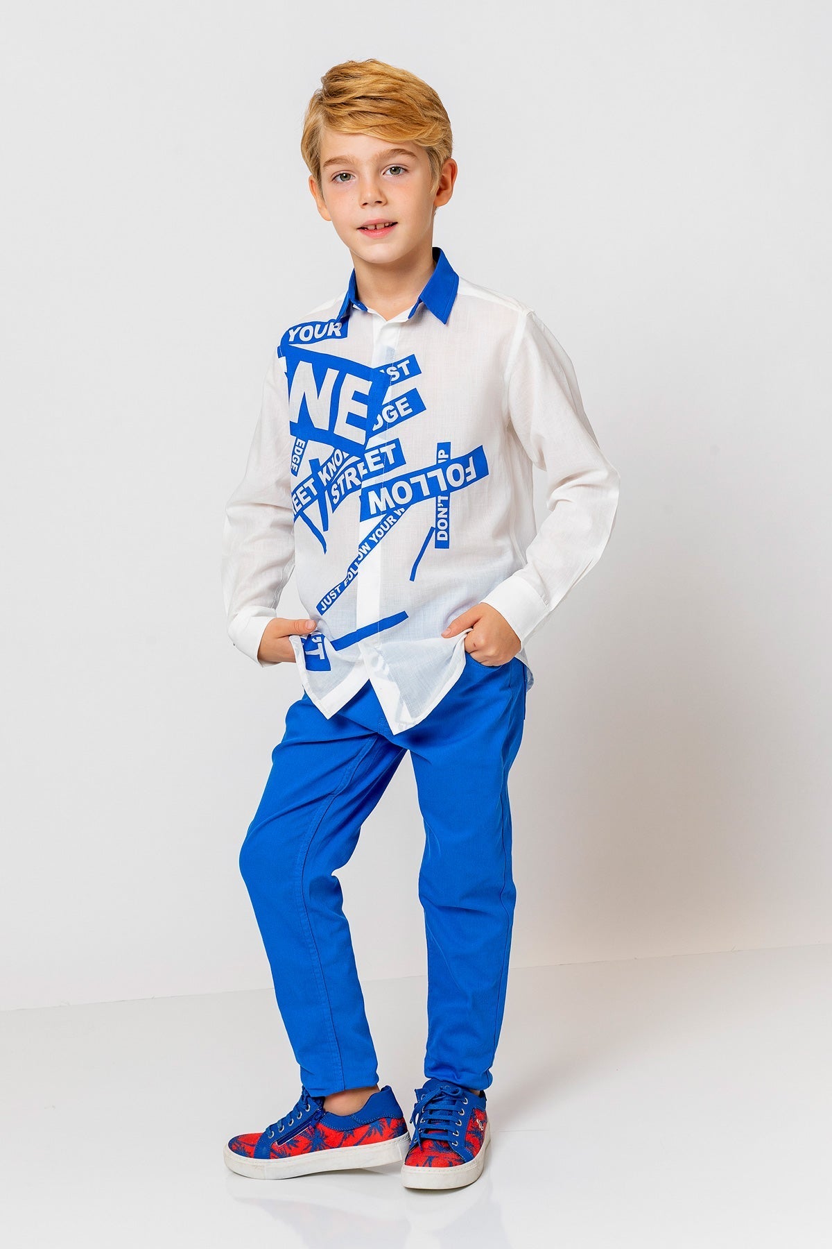 InCity Kids Boys Collar Printed Multicolor Fashion Dress Shirt InCity Boys & Girls