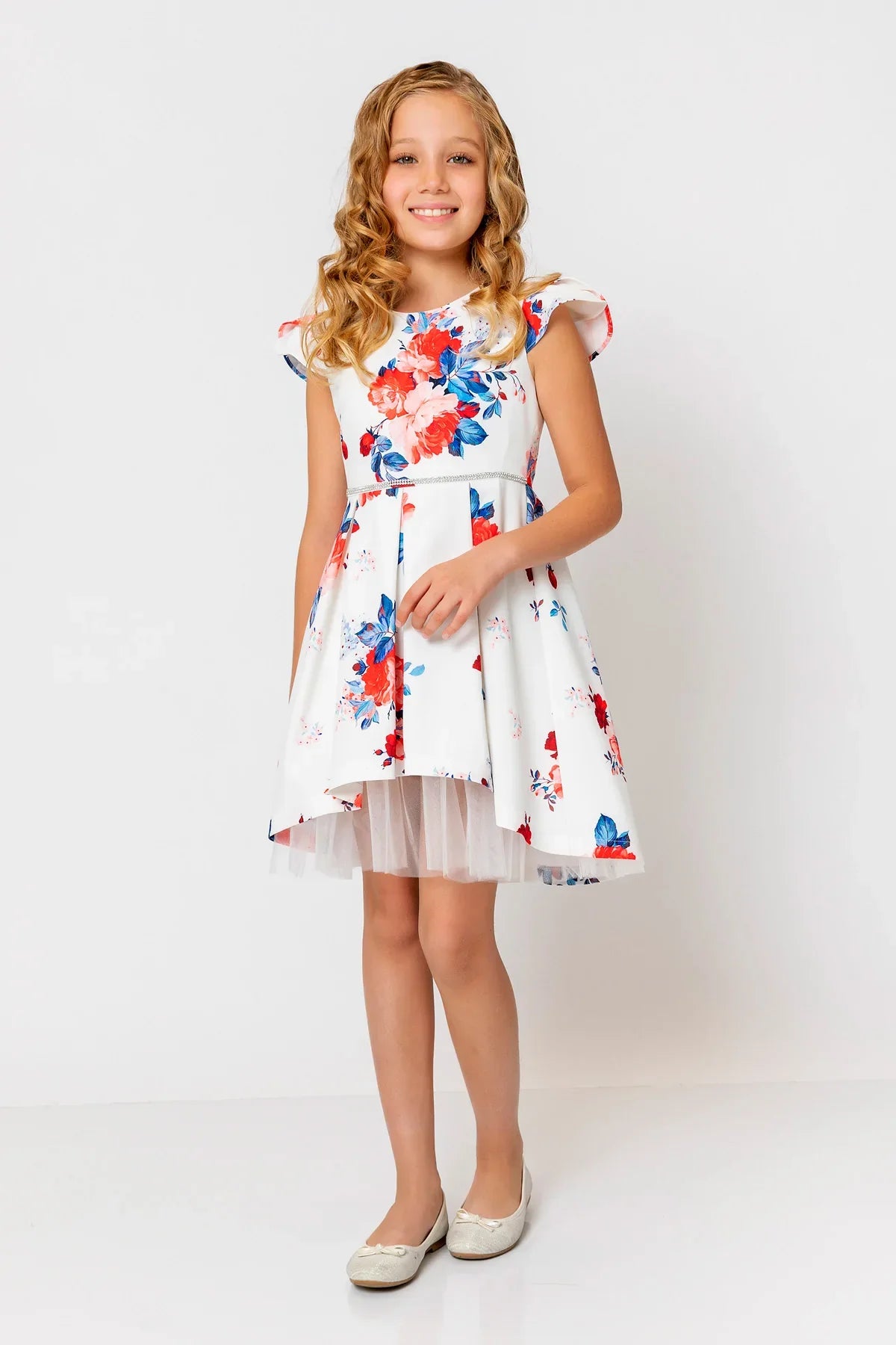 InCity Kids Girls Floral Print Cap Sleeve Pleated Fashion Dress InCity Boys & Girls
