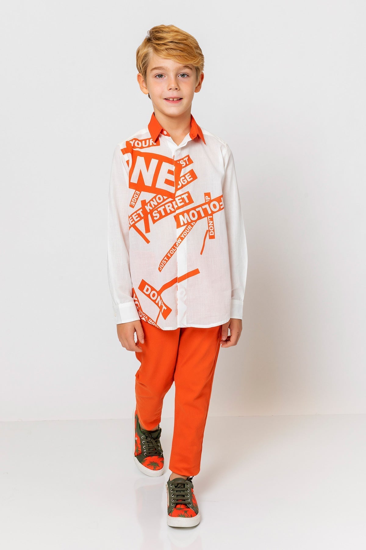 InCity Kids Boys Collar Printed Multicolor Fashion Dress Shirt InCity Boys & Girls