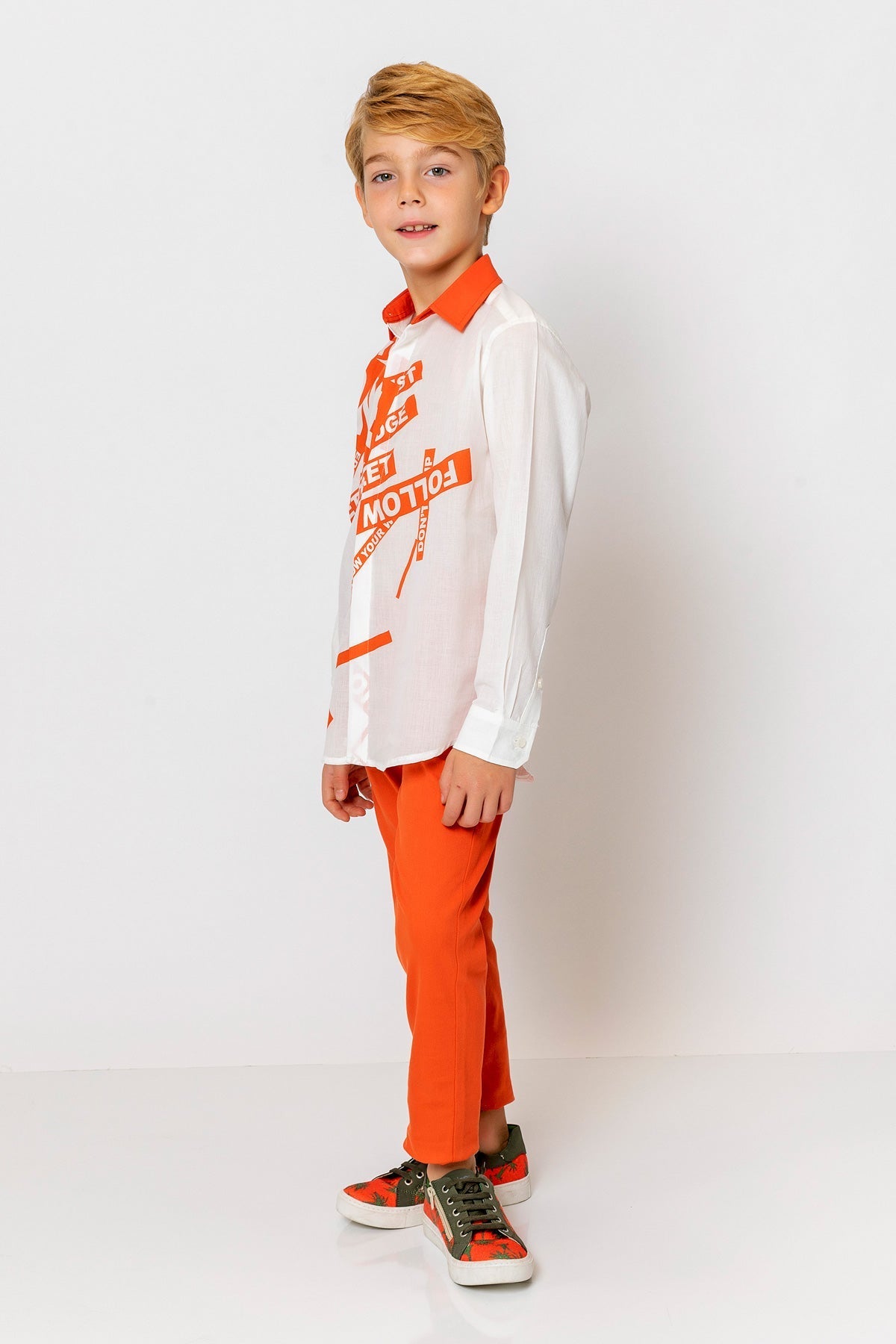 InCity Kids Boys Collar Printed Multicolor Fashion Dress Shirt InCity Boys & Girls