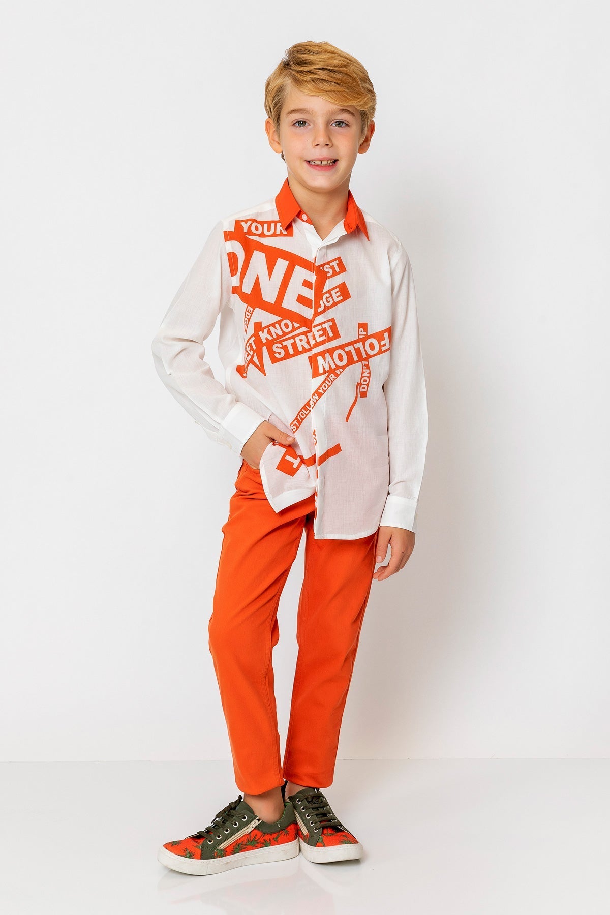 InCity Kids Boys Collar Printed Multicolor Fashion Dress Shirt InCity Boys & Girls