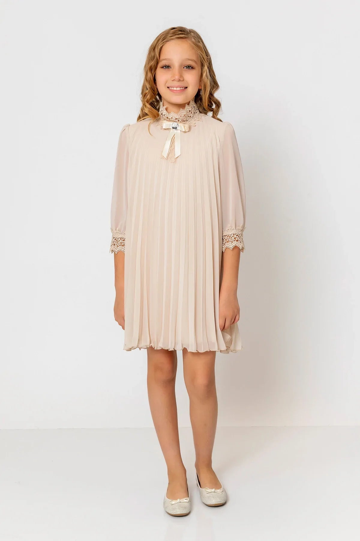 InCity Kids Girls Ribbon Neck Pleated Dress InCity Boys & Girls