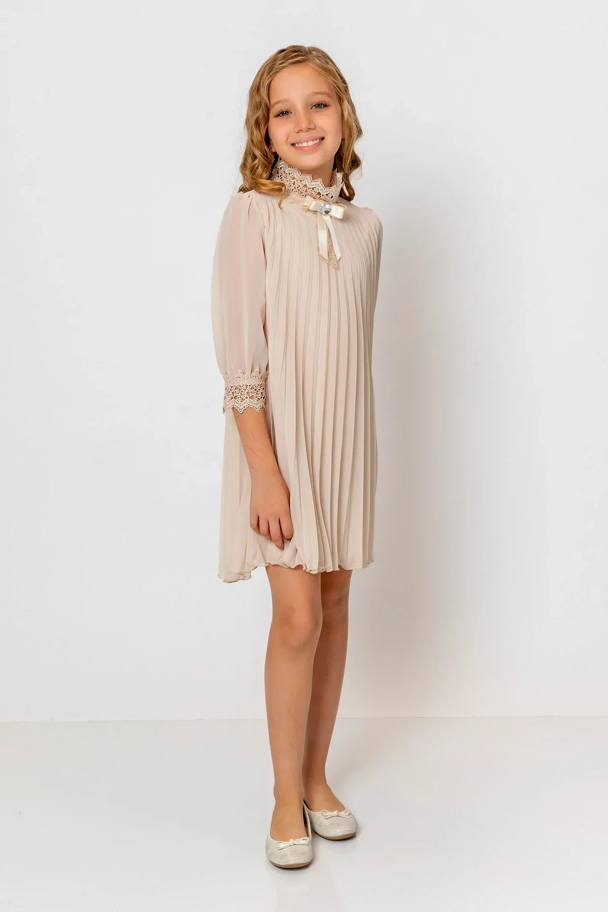 InCity Kids Girls Ribbon Neck Pleated Dress InCity Boys & Girls
