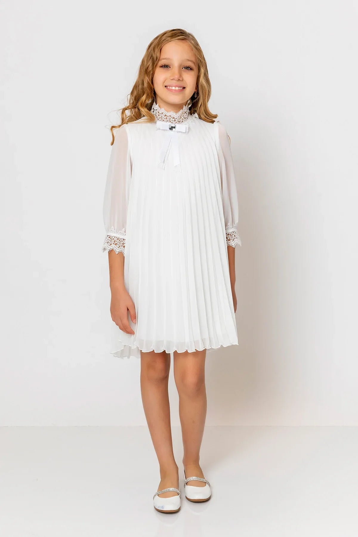 InCity Kids Girls Ribbon Neck Pleated Dress InCity Boys & Girls