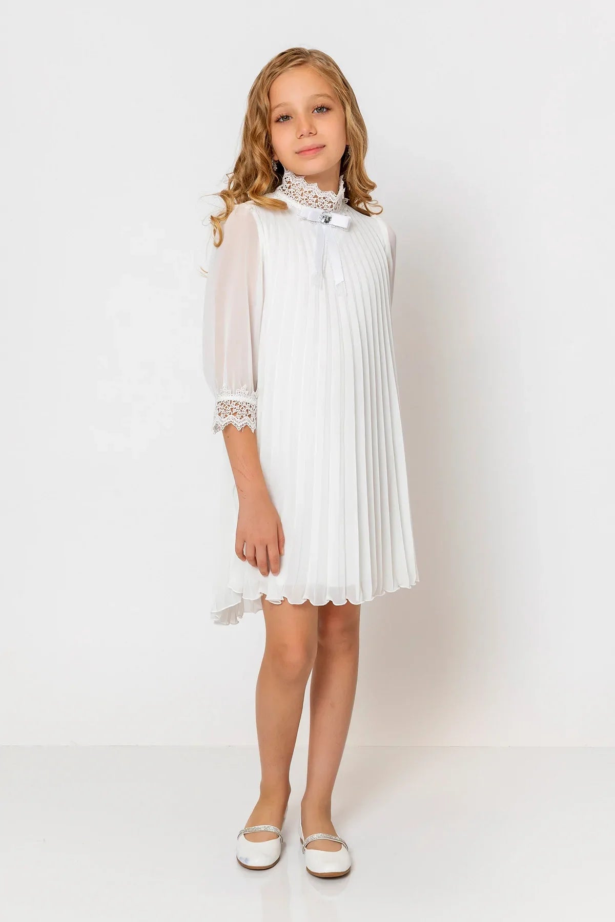InCity Kids Girls Ribbon Neck Pleated Dress InCity Boys & Girls