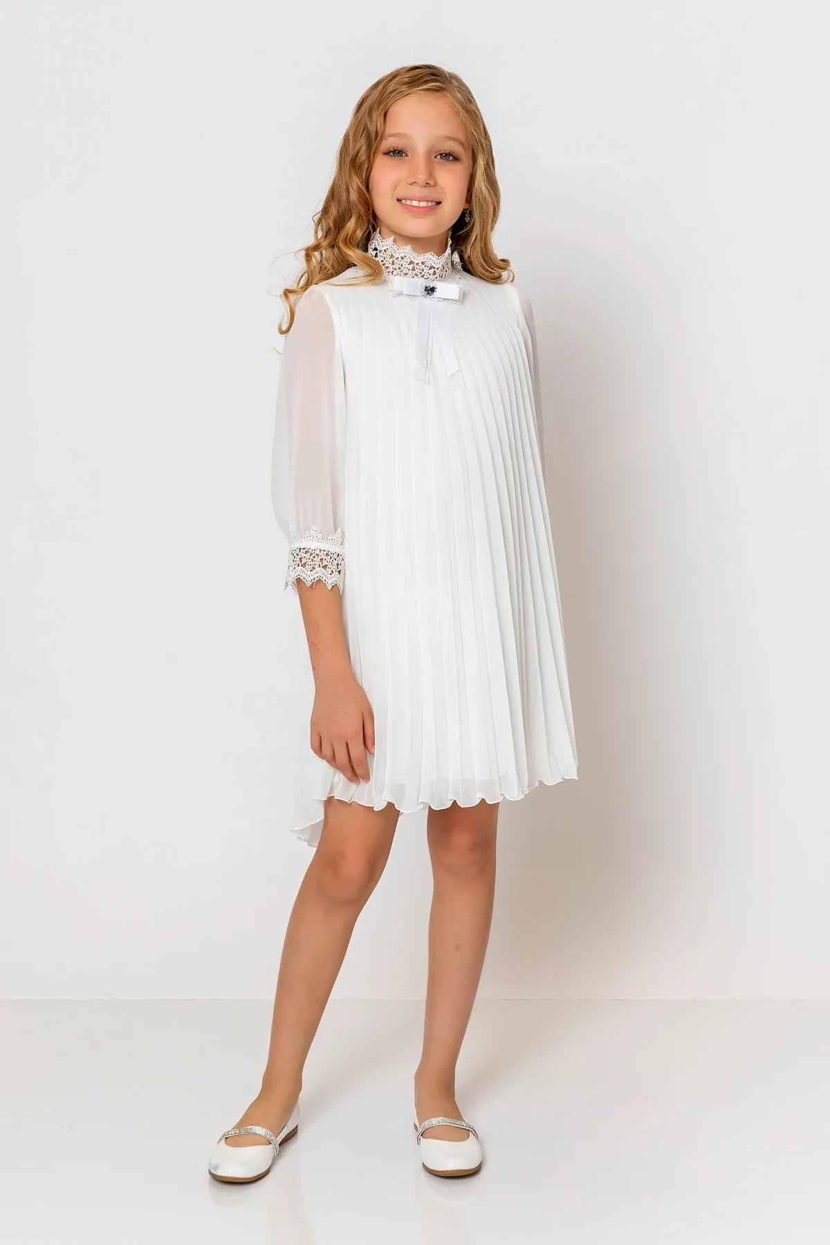 InCity Kids Girls Ribbon Neck Pleated Dress InCity Boys & Girls