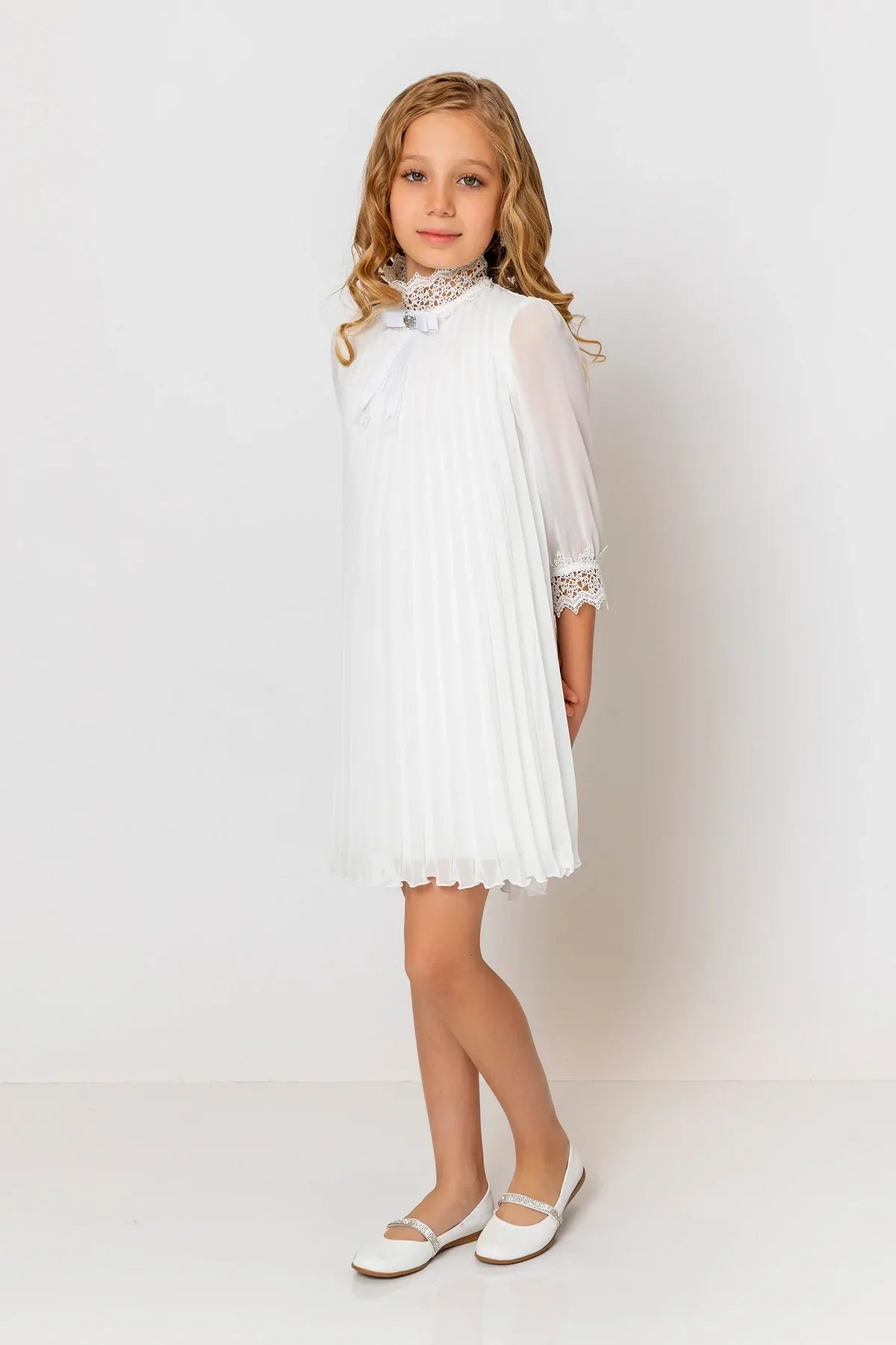 InCity Kids Girls Ribbon Neck Pleated Dress InCity Boys & Girls