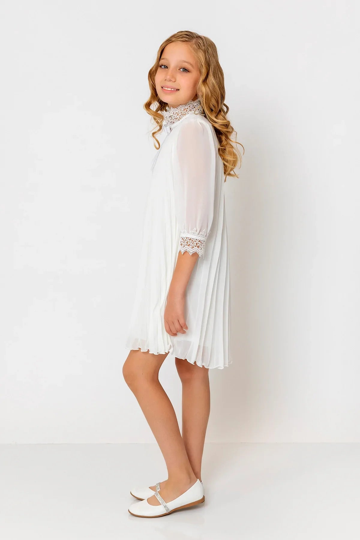 InCity Kids Girls Ribbon Neck Pleated Dress InCity Boys & Girls