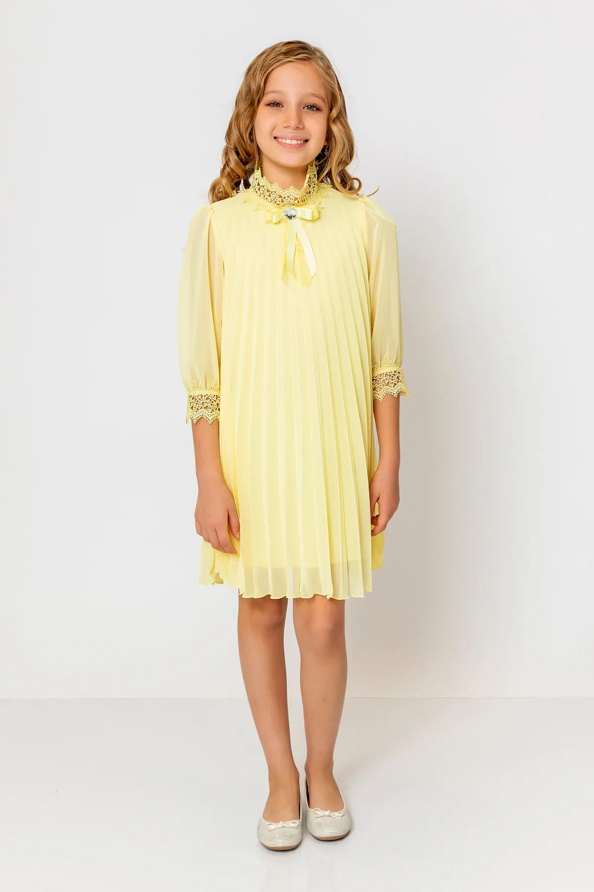 InCity Kids Girls Ribbon Neck Pleated Dress InCity Boys & Girls