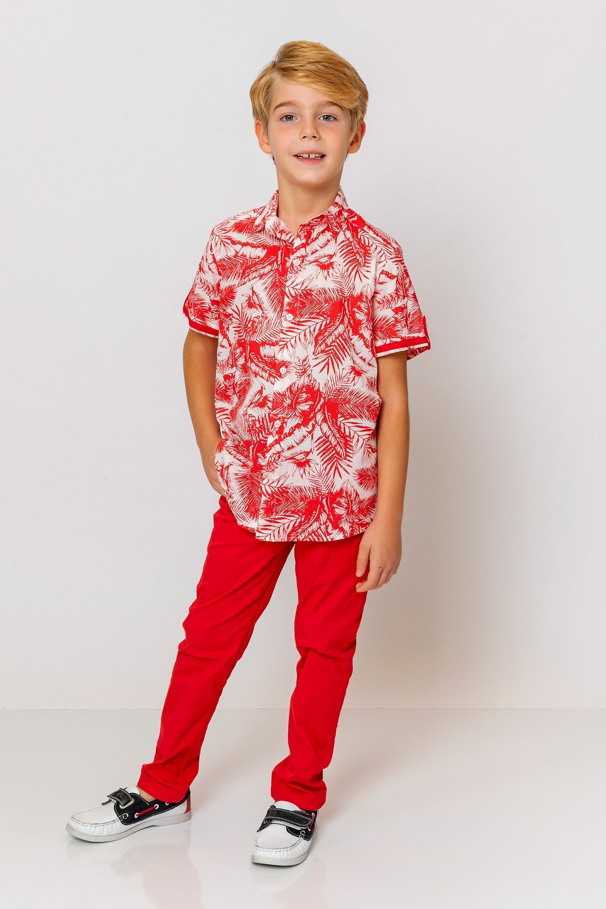 InCity Kids Boys Collared Short Sleeve Button Down Hawaiian Shirt InCity Boys & Girls