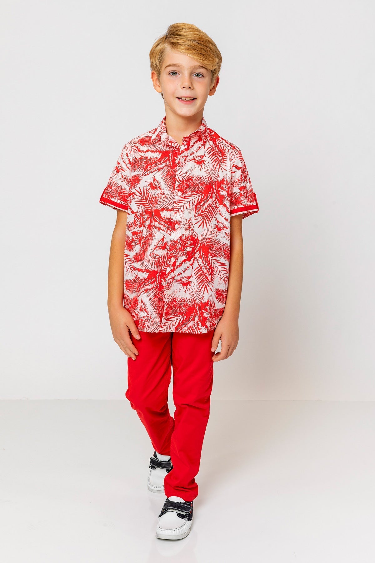 InCity Kids Boys Collared Short Sleeve Button Down Hawaiian Shirt InCity Boys & Girls