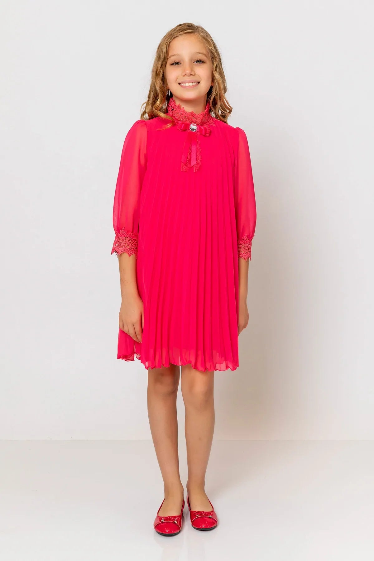 InCity Kids Girls Ribbon Neck Pleated Dress InCity Boys & Girls