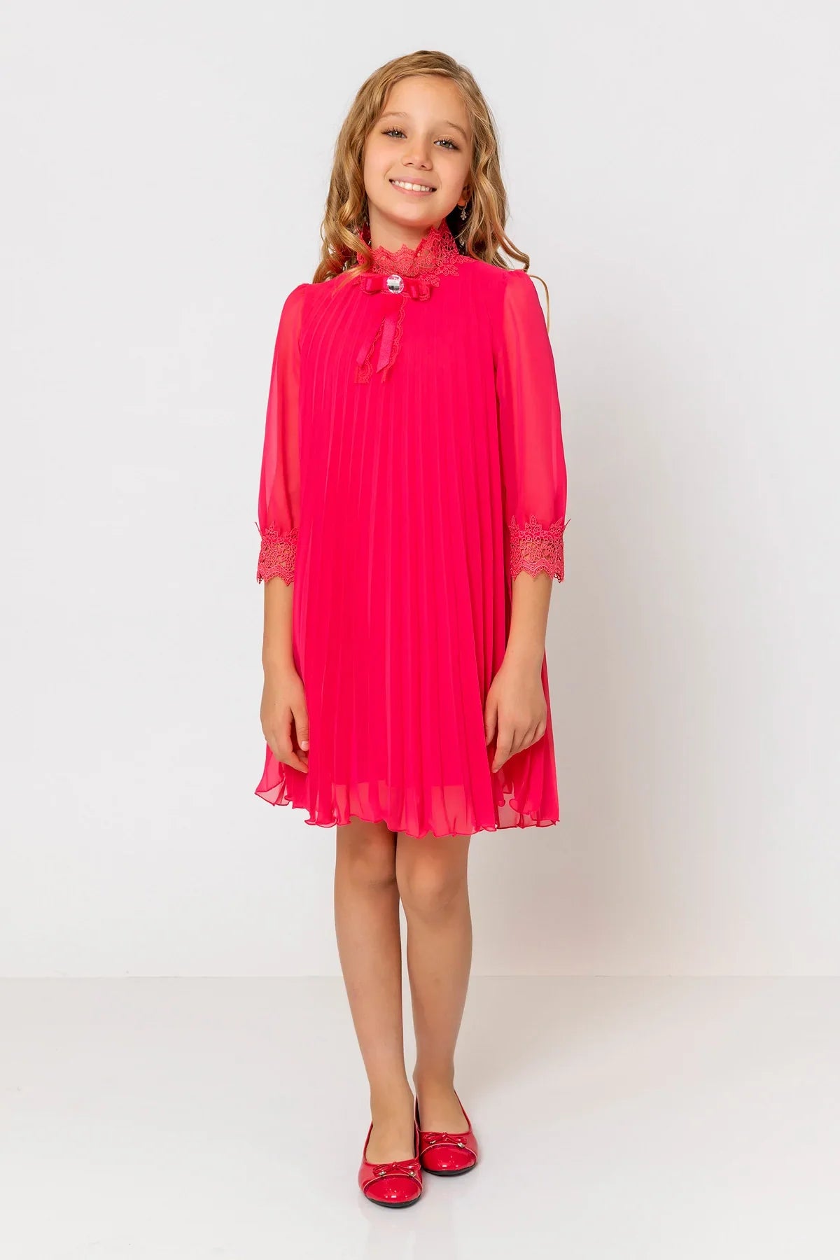 InCity Kids Girls Ribbon Neck Pleated Dress InCity Boys & Girls