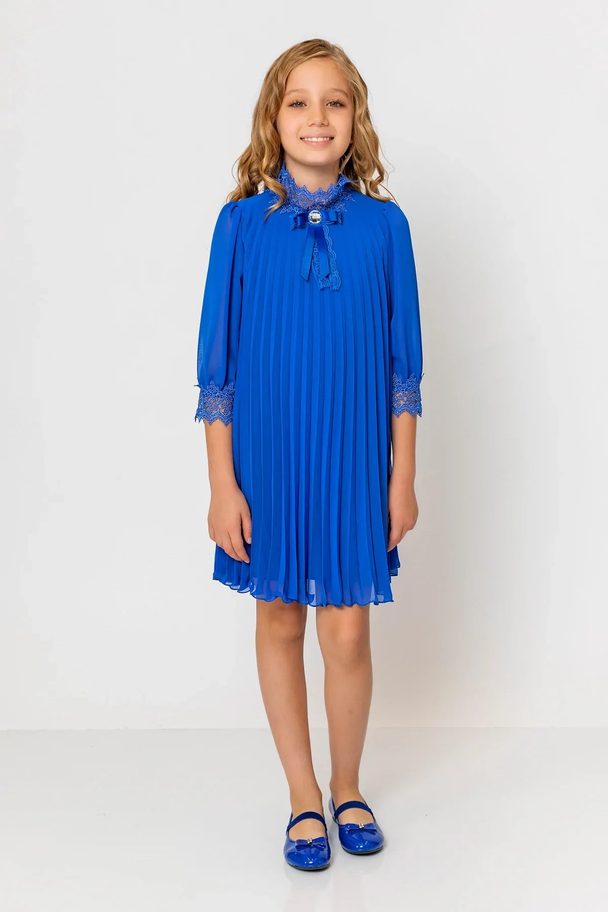InCity Kids Girls Ribbon Neck Pleated Dress InCity Boys & Girls