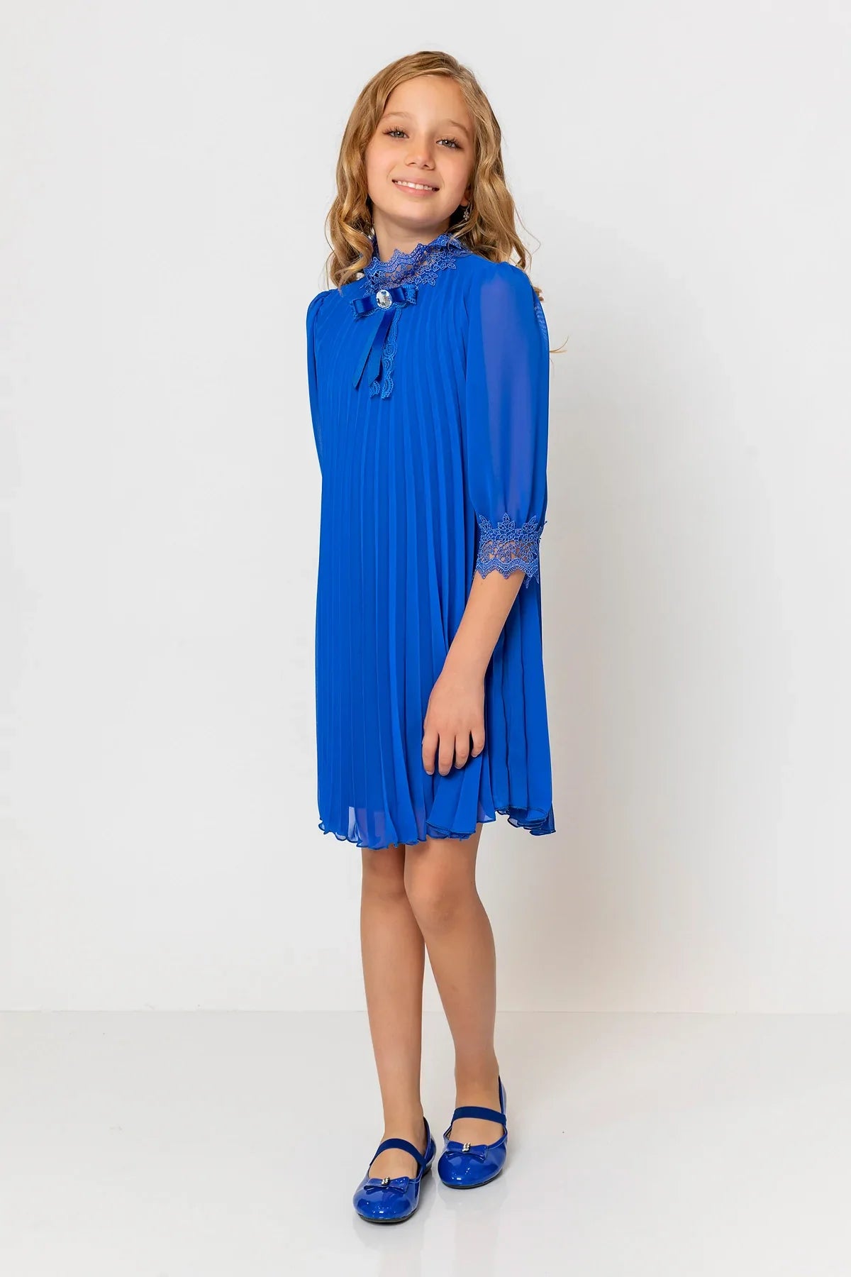 InCity Kids Girls Ribbon Neck Pleated Dress InCity Boys & Girls